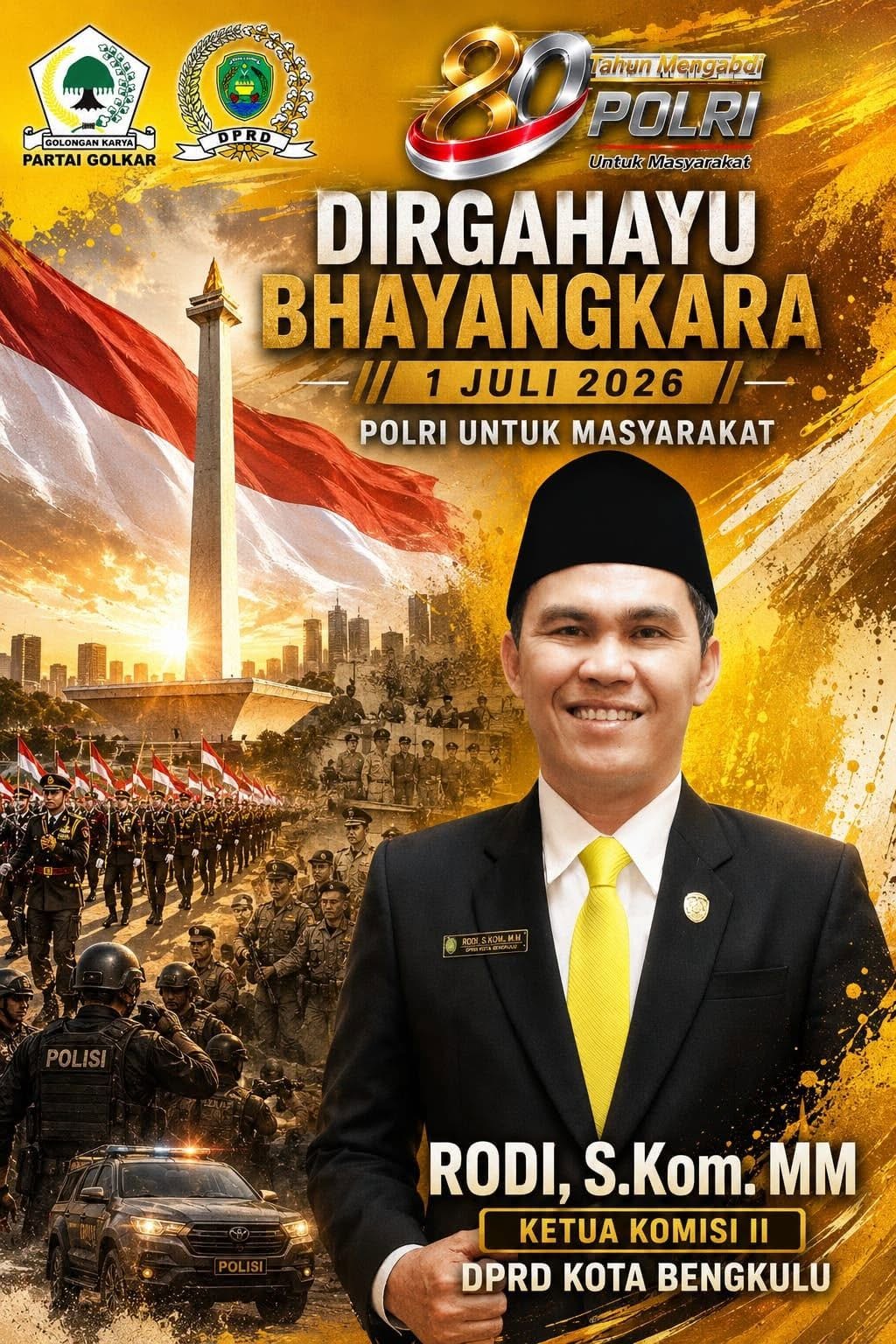 Ketua Komisi II DPRD Kota Bengkulu Ucapkan Dirgahayu Bhayangkara ke-80, Dukung Polri Presisi untuk Masyarakat